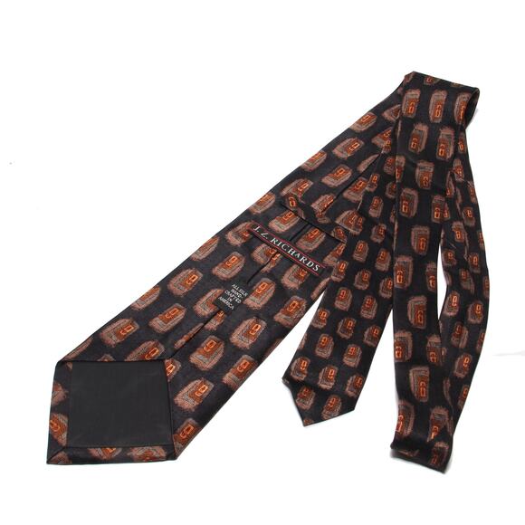 J.Z. Richards Hand Crafted Abstract Print Silk Tie 4" x 59" - Picture 4 of 5